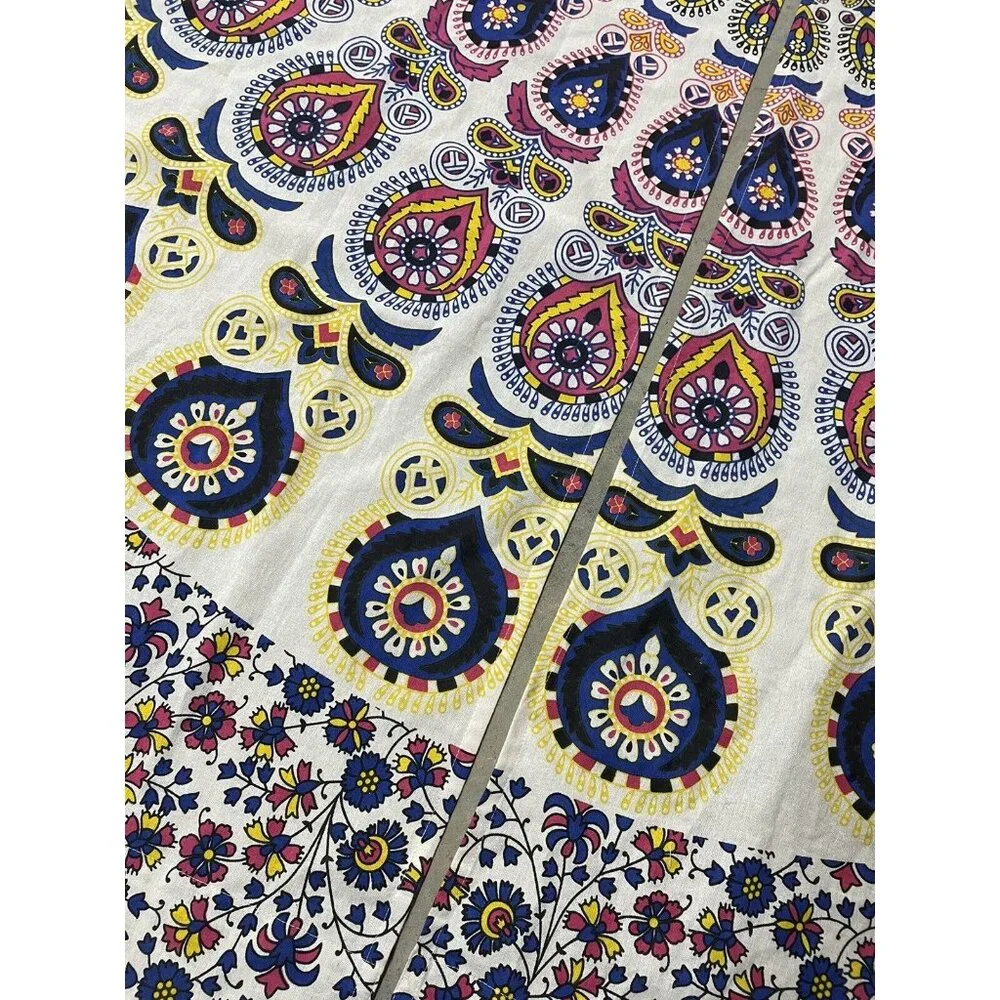 Curtain Panels Mandala Floral Pink Yellow Blue Large Colorful Boho Decor - Picture 4 of 11